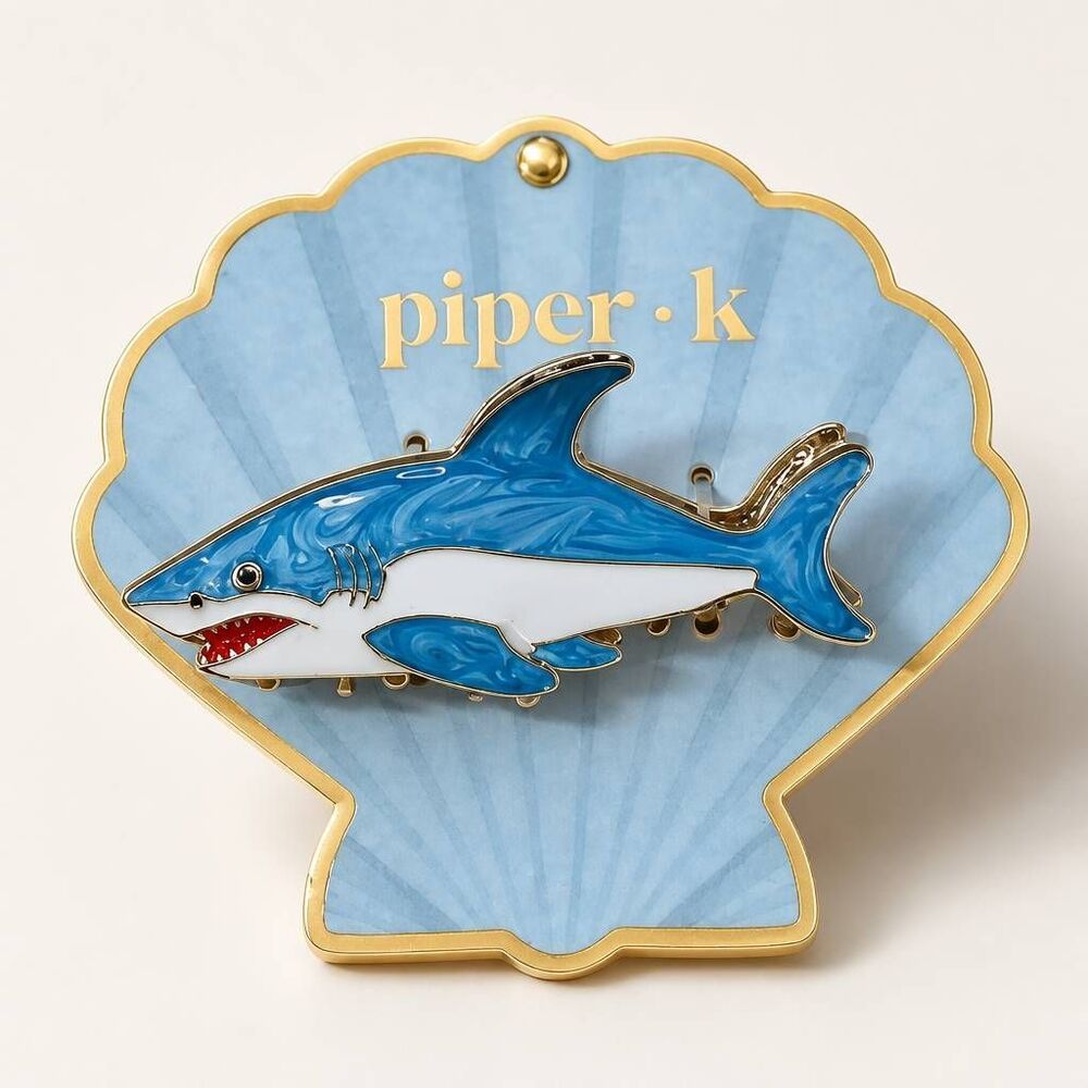🔹️NWT Blue & White Shark Ocean Adventure Metal Hair Clip